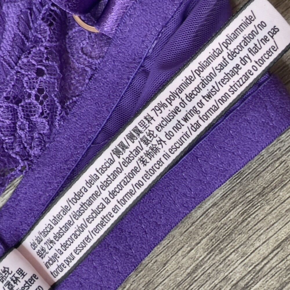 Victoria's Secret Dream Angels Bra Size 32DD Lined Demi Purple Floral Lace NWOT - Picture 10 of 10
